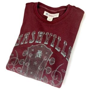 Lucky Brand Maroon Guitar Thermal T-Shirt